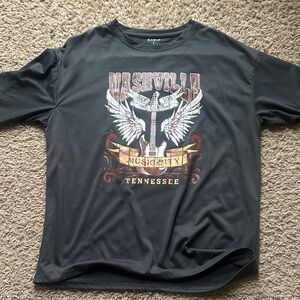 SHEIN Charcoal Nashville Graphic Long Sleeve Tee